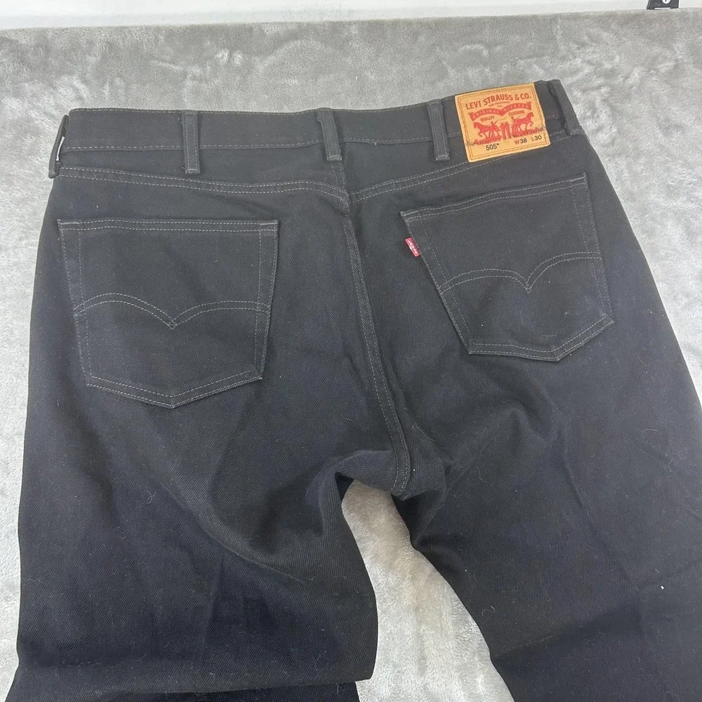 Levi's 505 Jeans Mens 38x30 Black Dark Wash Regular Straight Denim Pants